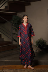 Everywear by Qariney Stitched Collection'2025-Blue and Red Shirt