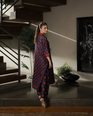 Everywear by Qariney Stitched Collection'2025-Blue and Red Shirt