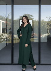 Solids By Silcot Stitched 2 Piece Korean Linen Suit-Timeless Emerald