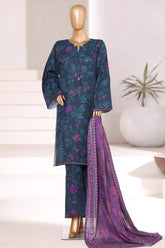 Sada Bahar Stitched 3 Piece Emb Khaddar Fall Suit-EMB-6841-Navy Blue
