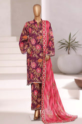 Sada Bahar Stitched 3 Piece Emb Khaddar Fall Suit-EMB-6849-Purple