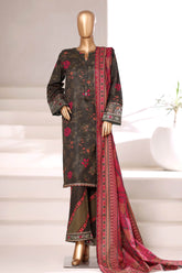 Malika By Sada Bahar Stitched 3 Piece Khaddar Vol-02 Suit-MK-6853-Kai Green