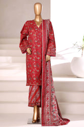 Malika By Sada Bahar Stitched 3 Piece Khaddar Vol-02 Suit-MK-6856-Maroon