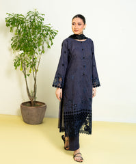 Falling Pretty By Kaanthaa Stitched 3 Piece Summer Suit-Ink Blink