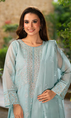 Shamooz Stitched 3 Piece Formals Collection'2025-Ice Blue SE-033