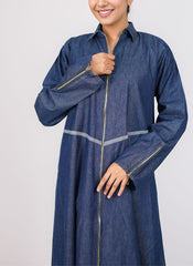 Hijab Ul Hareem Front Zipper Denim Abaya - 0119-R-990