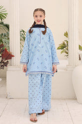 Guldasta By Shanzey Stitched 3 Piece Printed Cotton Suit-SHK-7002-Sky Blue