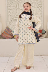 Guldasta By Shanzey Stitched 3 Piece Printed Cotton Suit-SHK-7005-Off White