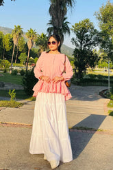 Urban Cut Stitched Peplum Cotton Elegant Tops-C0222