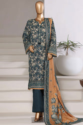 Sada Bahar Stitched 3 Piece Khaddar With Shimmer Vol-02 Suit-KP-PR-7544-Sea Green