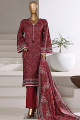 Sada Bahar Stitched 3 Piece Khaddar With Shimmer Collection'2025-KD-PR-7532-Maroon