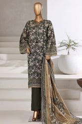Sada Bahar Stitched 3 Piece Khaddar With Shimmer Suit-KD-PR-7534-Kai Green
