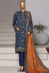 Sada Bahar Stitched 3 Piece Khaddar With Shimmer Vol-02 Suit-KP-PR-7546-Blue