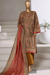 Sada Bahar Stitched 3 Piece Khaddar With Shimmer Suit-KD-PR-7552-Mustard