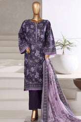Sada Bahar Stitched 3 Piece Khaddar With Shimmer Suit-KD-PR-7554-Purple