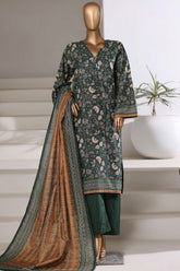 Sada Bahar Stitched 3 Piece Khaddar With Shimmer Suit-KD-PR-7558-Green