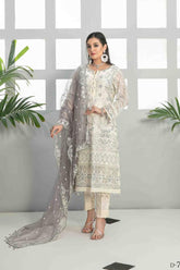 Mahaba by Tawakkal Semi Stitched 3 Piece Embroidered Chiffon Suit-M-7661