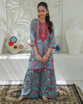 Khanak Stitched Kids-Pink Multi Embroidered Gharara KST 196