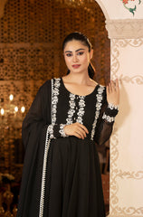 Kalidaar Frocks By Asma & Sidra Stitched Formals Suit-Midnight Fantasy (Plain Chiffon Frock)