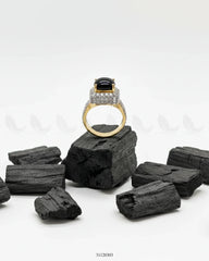 Regal High Impact Cluster Ring Black - Zeesy Jewellery