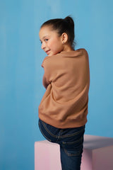 Sprinkles Stitched 2 Piece Winter Co Ord Sets Kids Collection'2025-Sweatshirt With Flap - Coffee Brown