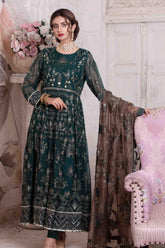 La Maison by Tawakkal Semi Stitched 3 Piece Ornate Emb Maxi Suit-LM-8078