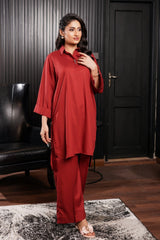 Solids By G Basics Gulmina Stitched 2 Piece Premium Linen Suit-Saffron (2PC)