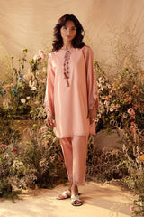 Sahar Stitched 2 Piece Pret Essentials Co Ords Sets Suit-Coral