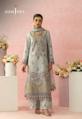 Asim Jofa Unstitched 3 Piece Luxury Lawn Suit-AJULW-01 Embroidered Lawn Unstitched 3 Pcs