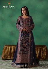 Asim Jofa Unstitched 3 Piece Wedding Festive Suit-AJULN-13 Embroidered Javeria Net Unstitched 3 Pcs