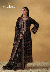 Asim Jofa Unstitched 3 Piece Wedding Festive Suit-AJULN-09 Embroidered Cotton Net Unstitched 3 Pcs