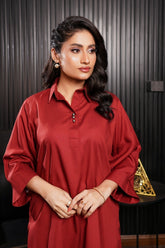 Solids By G Basics Gulmina Stitched 2 Piece Premium Linen Suit-Saffron (2PC)