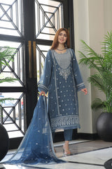 Dressline Neva Stitched 3 Piece Emb Luxury Organza Collection