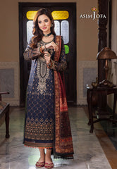 Asim Jofa Rania Pre-Winter '23 Ajrw-25 Designers Stitched Embroidered Premium Winter Cotton 3 Pcs