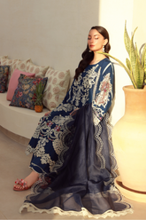 Gulmina Unstitched 3 Piece Luxury Lawn Vol-01 Suit-Blue Orchid