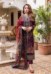 Asim Jofa Rania Pre-Winter '23 Ajrw-06 Designers Stitched Embroidered Premium Winter Cotton 3 Pcs