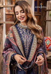 Asim Jofa Rania Pre-Winter '23 Ajrw-31 Designers Stitched Embroidered Premium Winter Cotton 3 Pcs