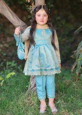 Eid Ki Khushiyan By Modest Stitched 3 Piece Cotton Frock Suit-9025-Grn