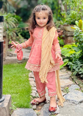 Eid Ki Khushiyan By Modest Stitched 3 Piece Cotton Frock Collection'2025-9025-Pnk