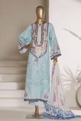 Sada Bahar Stitched 3 Piece Self Lawn Kaftan Suit-PR-922-Sky