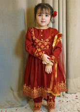 Modest Stitched 3 Piece Formals Kids Suit-Gulnar