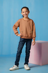 Sprinkles Stitched 2 Piece Winter Co Ord Sets Kids Collection'2025-Sweatshirt With Flap - Coffee Brown