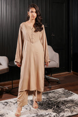 Solids By G Basics Gulmina Stitched 2 Piece Premium Linen Suit-Pearl (2PC)