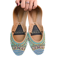 On Your Feets Emb Khussa-Blue Blossom