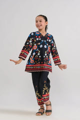 Dhaga Stitched 2 Piece Premium Cambric Kids Suit-cherry