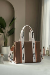Dark Brown Jute tote bag Chloe style with fineur branding for girls Pakistan