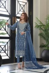 Dressline Neva Stitched 3 Piece Emb Luxury Organza Collection