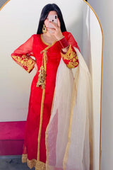 Urban Cut 3 Piece Laurex Embroidered Angrakha Suit- Linned