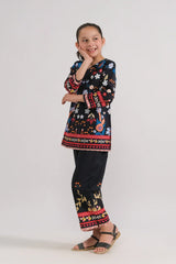 Dhaga Stitched 2 Piece Premium Cambric Kids Suit-cherry