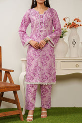 Aizal Stitched 2 Piece Co Ords Prints Suit-A-C-673-L PURPLE
